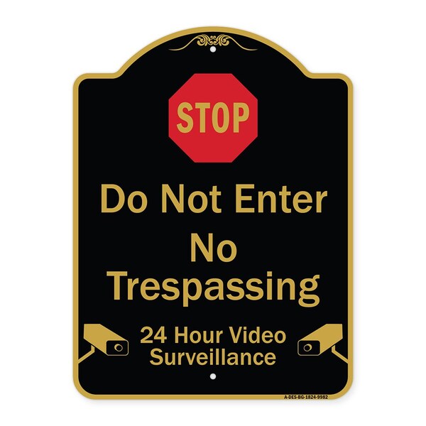 Signmission Designer Series-Do Not Enter 24 Hour Video Surveillance Heavy-Gauge Aluminum, 24" H, BG-1824-9982 A-DES-BG-1824-9982 - main